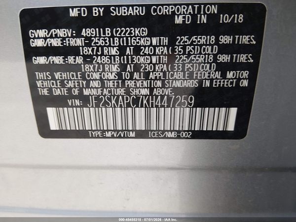 2019 SUBARU FORESTER SPORT