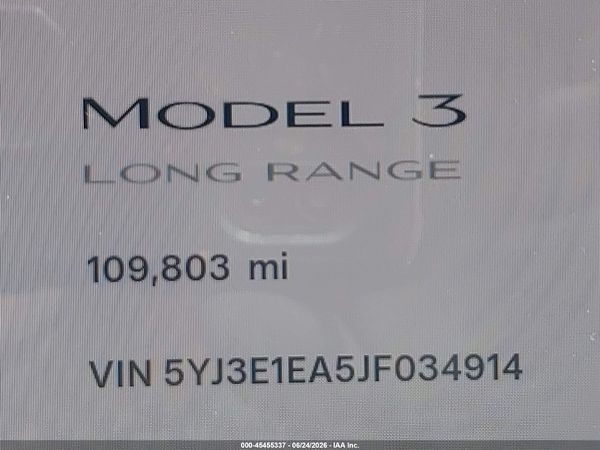 2018 TESLA MODEL 3 LONG RANGE/MID RANGE