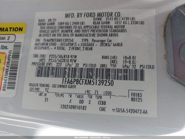 2021 FORD MUSTANG GT FASTBACK