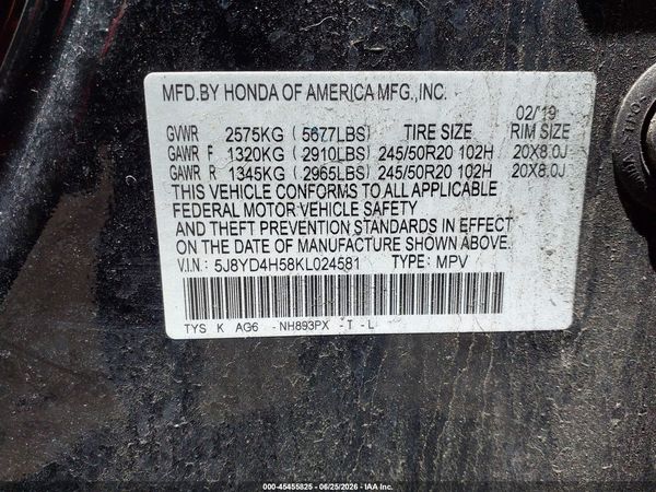 2019 ACURA MDX TECH PKG