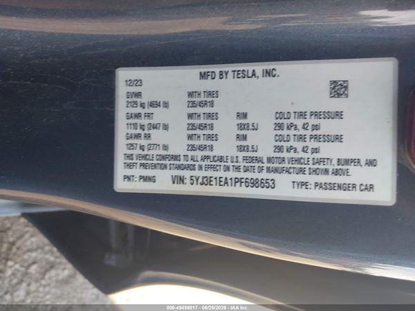 2023 TESLA MODEL 3 REAR-WHEEL DRIVE
