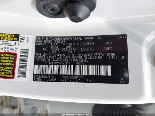 2021 TOYOTA HIGHLANDER XLE