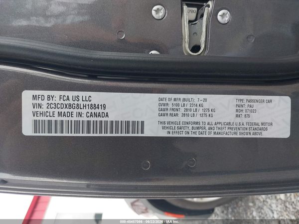 2020 DODGE CHARGER SXT RWD