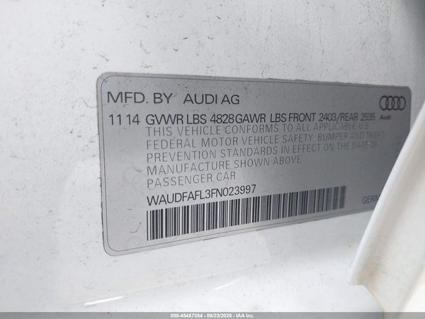 2015 AUDI A4 2.0T PREMIUM