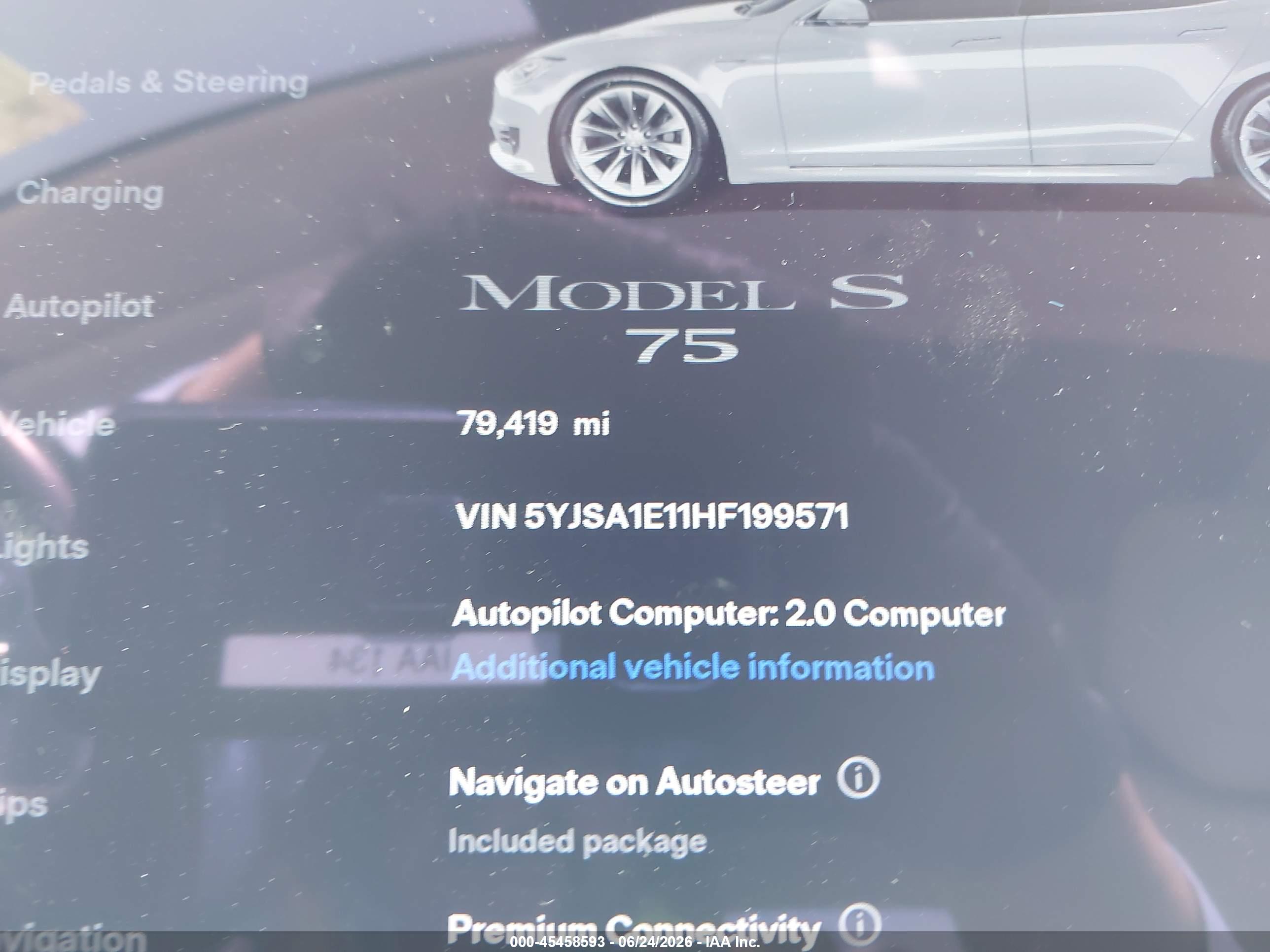 2017 TESLA MODEL S 60/75