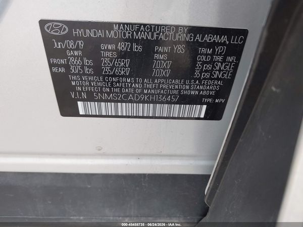 2019 HYUNDAI SANTA FE SE