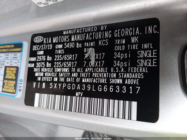 2020 KIA SORENTO 2.4L LX