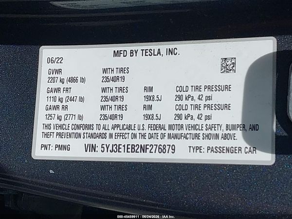 2022 TESLA MODEL 3