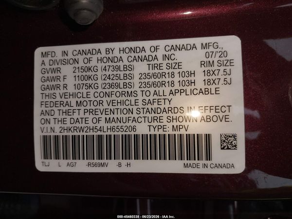 2020 HONDA CR-V AWD EX