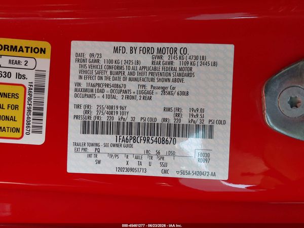 2024 FORD MUSTANG GT PREMIUM FASTBACK