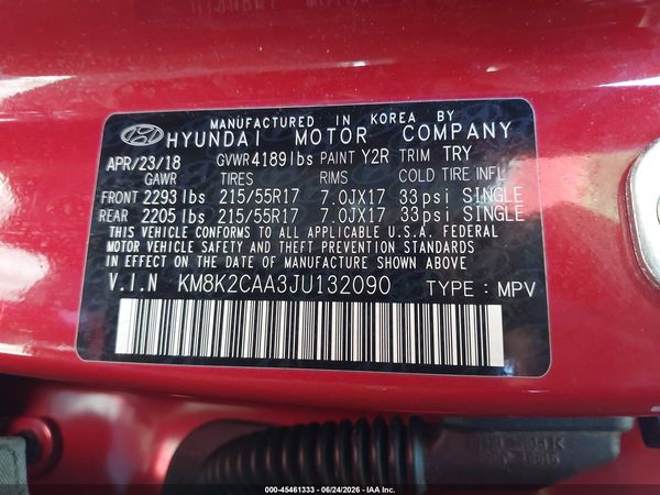 2018 HYUNDAI KONA SEL