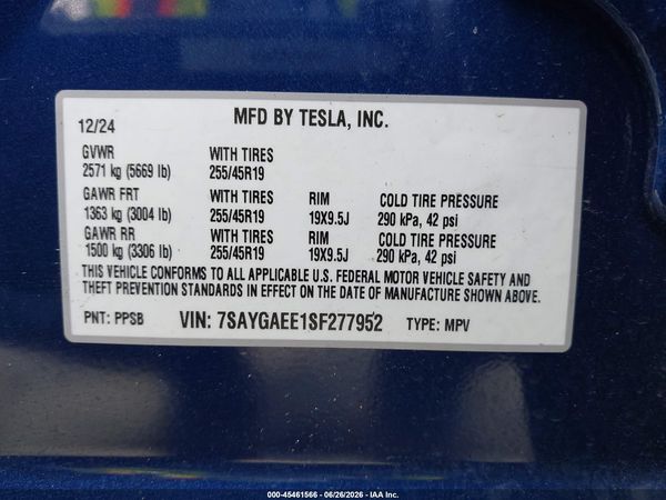 2025 TESLA MODEL Y