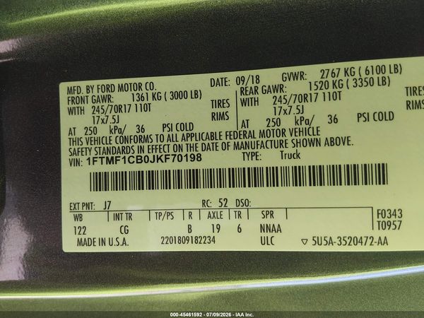 2018 FORD F-150 XL/XLT