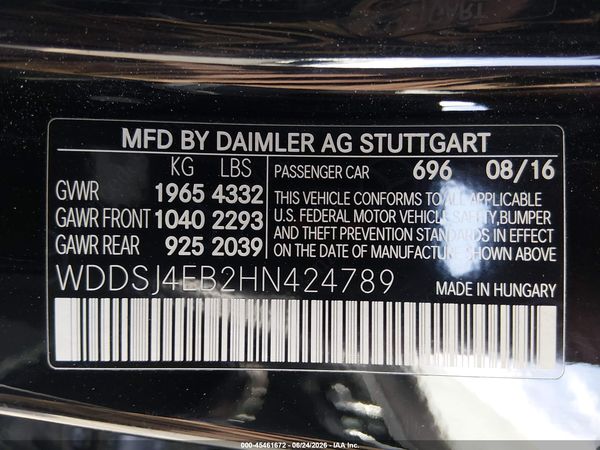 2017 MERCEDES-BENZ CLA 250 CLA250