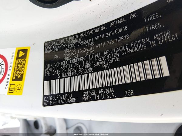 2018 TOYOTA HIGHLANDER XLE
