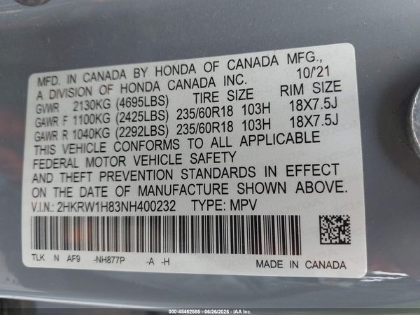 2022 HONDA CR-V 2WD EX-L