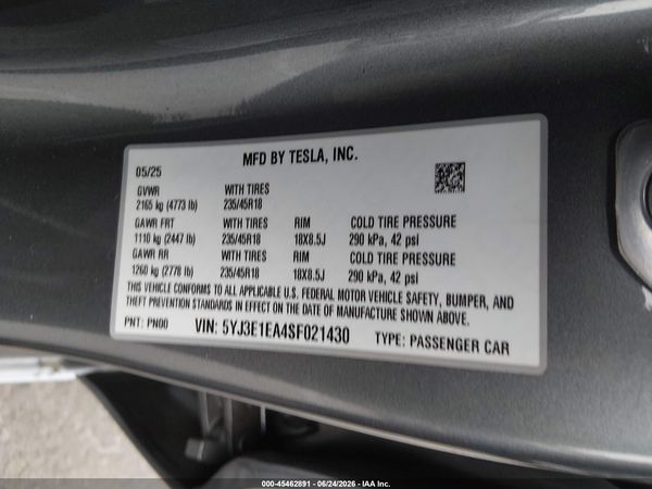 2025 TESLA MODEL 3