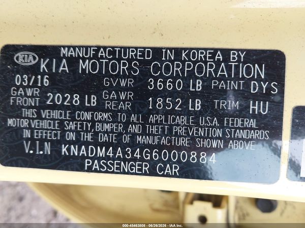 2016 KIA RIO LX