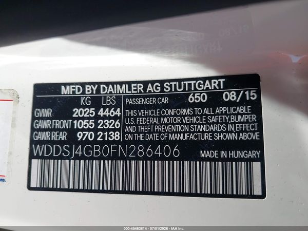 2015 MERCEDES-BENZ CLA 250 4MATIC