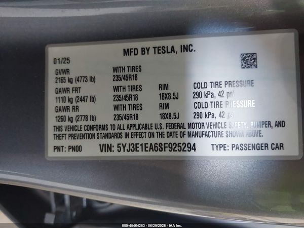 2025 TESLA MODEL 3