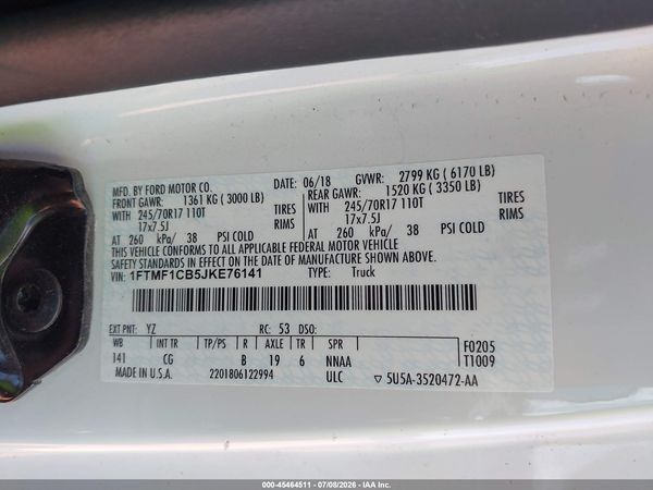 2018 FORD F-150 XL/XLT