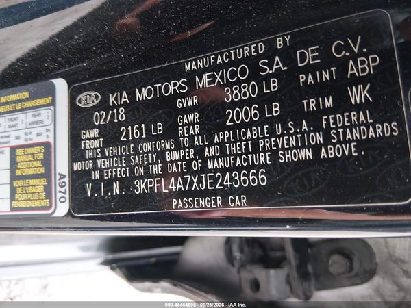 2018 KIA FORTE LX