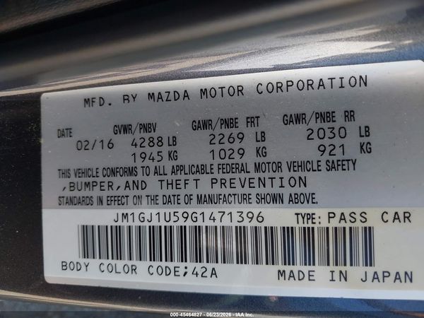 2016 MAZDA MAZDA6 I SPORT