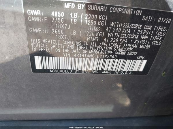 2020 SUBARU OUTBACK LIMITED — I9