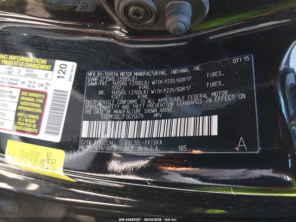 2015 TOYOTA SIENNA XLE PREMIUM 8 PASSENGER