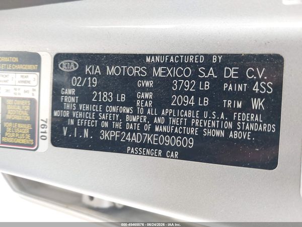 2019 KIA FORTE LXS