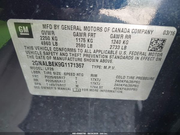 2016 CHEVROLET EQUINOX LS — I9
