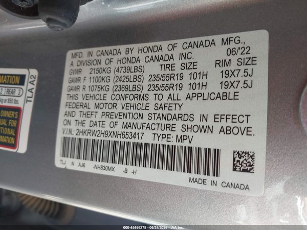 2022 HONDA CR-V AWD TOURING