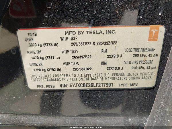 2020 TESLA MODEL X