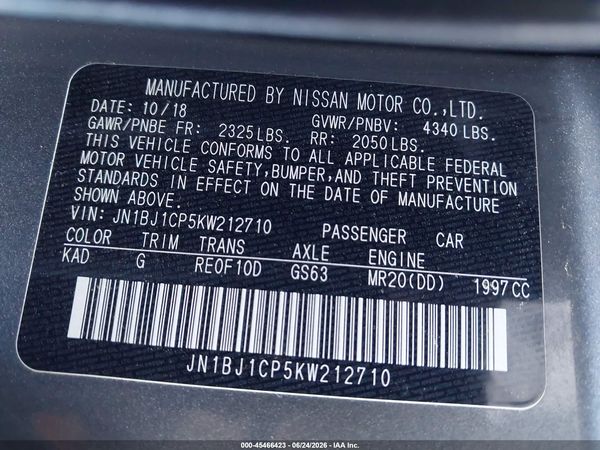 2019 NISSAN ROGUE SPORT S