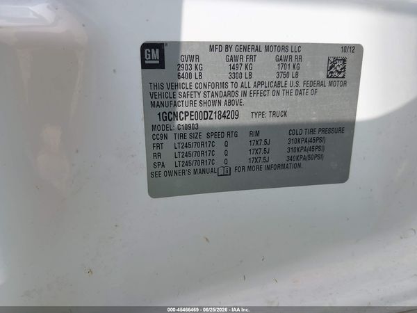 2013 CHEVROLET SILVERADO 1500 WORK TRUCK — I9
