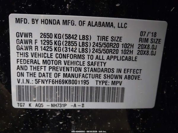2019 HONDA PILOT TOURING