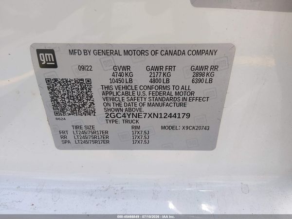 2022 CHEVROLET SILVERADO 2500HD 4WD  STANDARD BED LT — I9