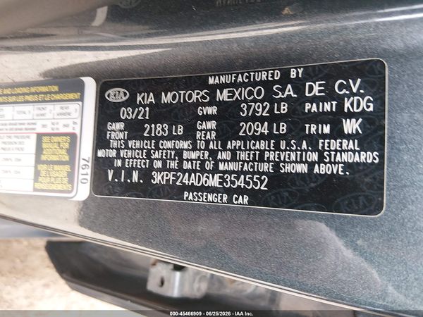 2021 KIA FORTE LXS