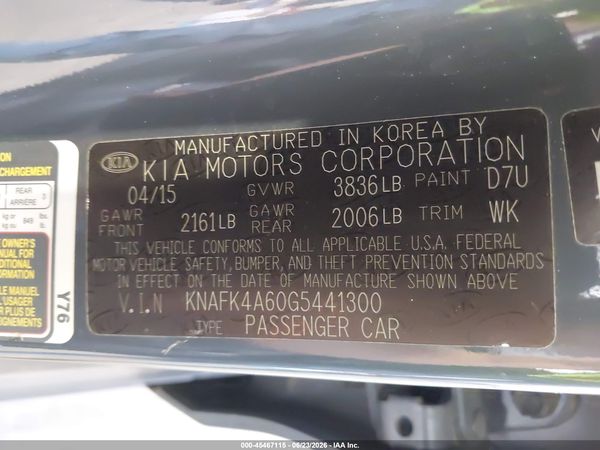 2016 KIA FORTE LX