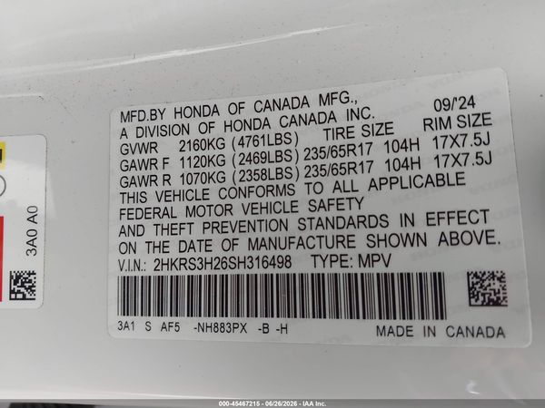 2025 HONDA CR-V LX 2WD