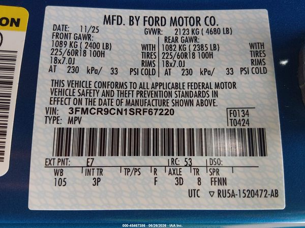 2025 FORD BRONCO SPORT OUTER BANKS