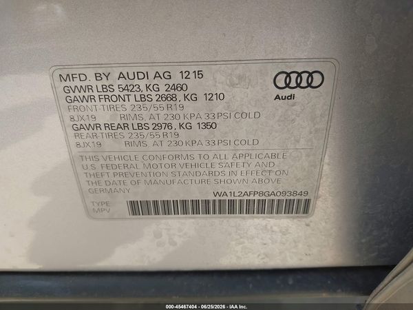 2016 AUDI Q5 2.0T PREMIUM