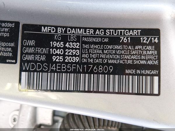 2015 MERCEDES-BENZ CLA 250 CLA250