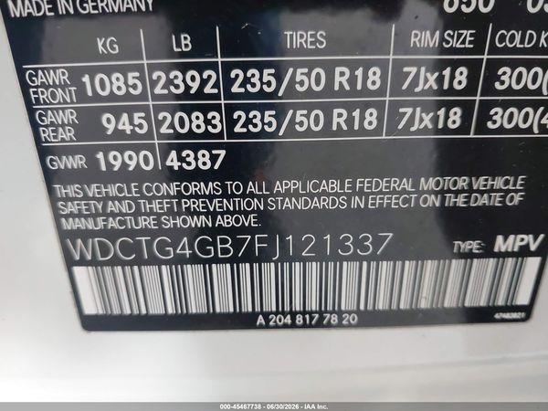2015 MERCEDES-BENZ GLA 250 4MATIC