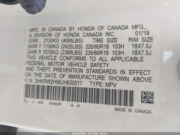 2018 HONDA CR-V TOURING