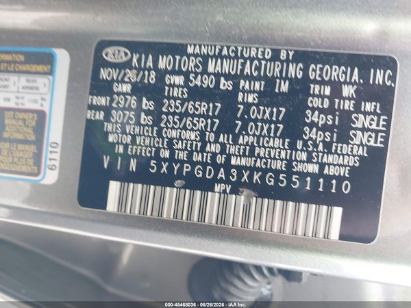 2019 KIA SORENTO 2.4L LX