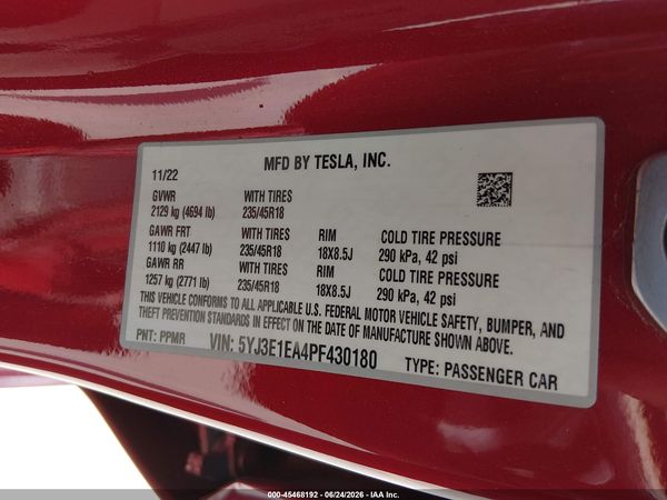 2023 TESLA MODEL 3 REAR-WHEEL DRIVE