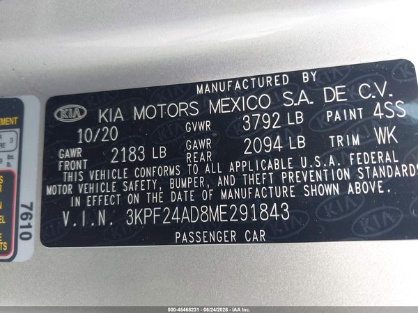 2021 KIA FORTE LXS