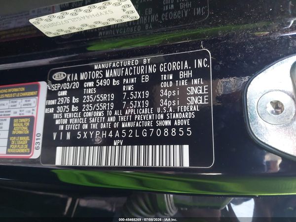 2020 KIA SORENTO 3.3L EX