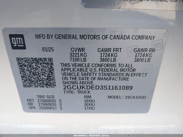 2025 CHEVROLET SILVERADO 1500 4WD  STANDARD BED LT — I9